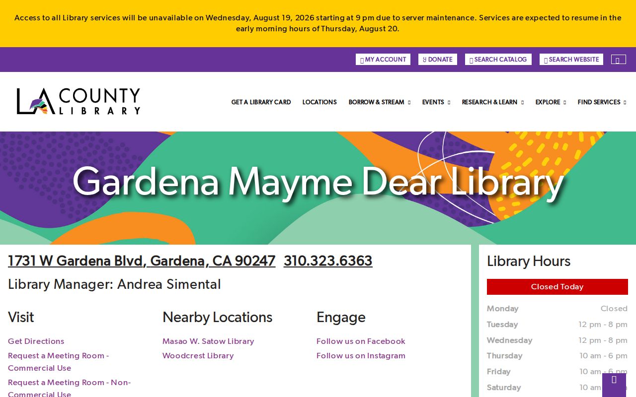 Gardena city directory Mayme Dear Library local history collection