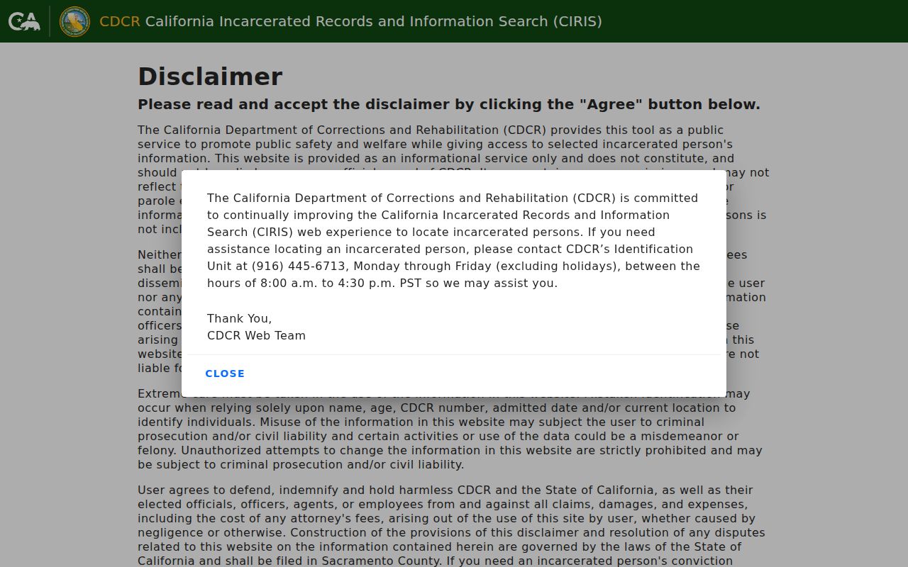 Gardena neighbors California incarcerated person locator