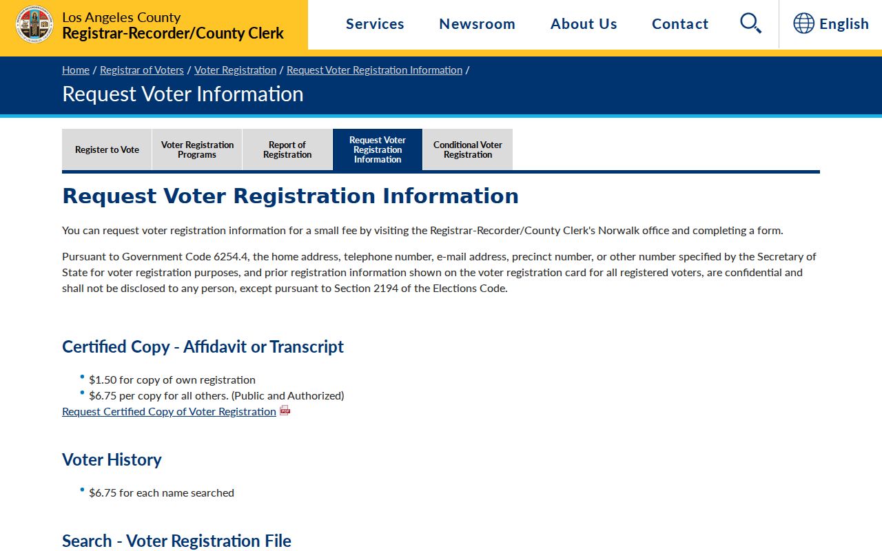 Gardena neighbors Los Angeles County voter information request