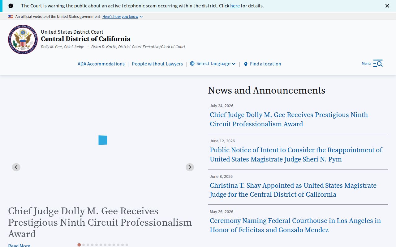 Gardena resident lookup Central District of California court resources