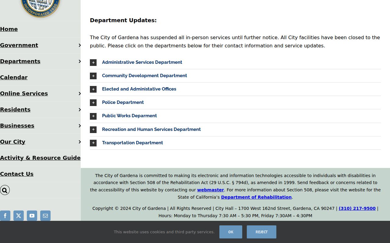 Gardena street directory permits and inspection services by address